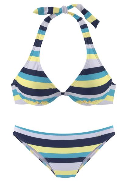 Venice Beach Bügel Bikini Svea marine gelb gestreift Cup D 36