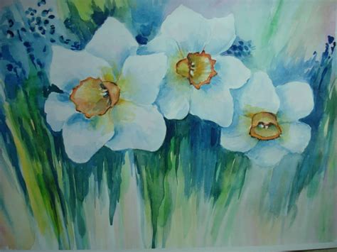 Картина «Нарциссы.» Бумага, акварель 2020 г.