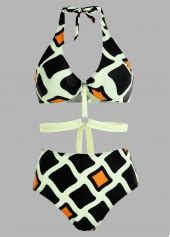 Geometric Print High Waisted Halter Bikini Set Modlily Usd