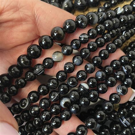 Агат чёрный 8 мм, бусины на нитке (около 46 шт) - купить с доставкой по ...