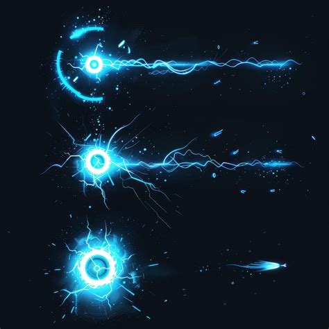 Set Of Electric Lightning Bolts On Dark Background Vector Illustration