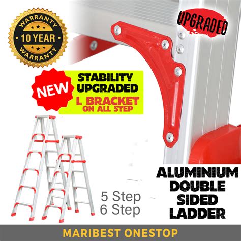 5 6 Step Heavy Duty Ladderman Aluminium Double Sided Ladder Multi