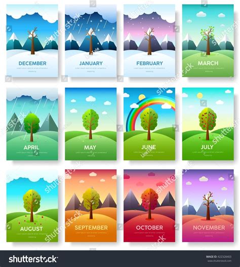 12 Months Year Weather Year Information Stock Vector (Royalty Free