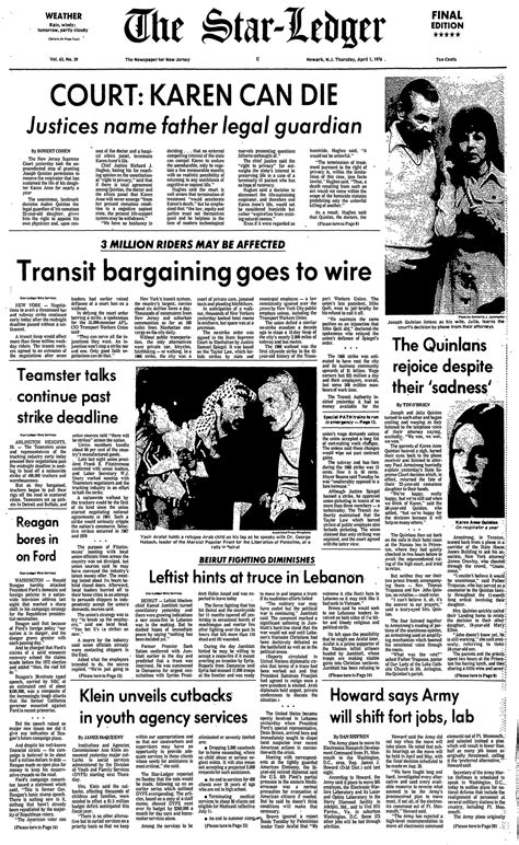 Memorable front pages from The Star-Ledger - nj.com
