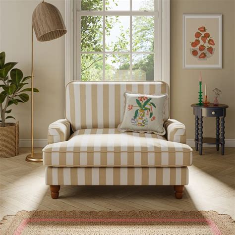 Beatrice Woven Striped Snuggle Chair Dunelm