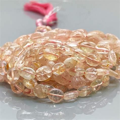 Natural Morganite Smooth Oval Gemstone Beads Strand