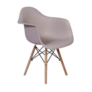 Conjunto 02 Cadeiras Charles Eames Wood Daw Braços Design Nude