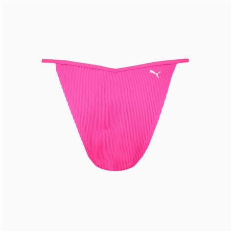 Плавки PUMA Swim Ribbed Tanga Womens Bikini Bottom Колір Рожевий neon pink Puma Арт