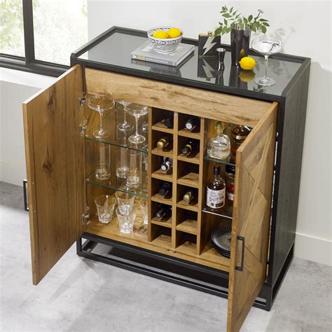 Indus Rustic Oak Drinks Cabinet