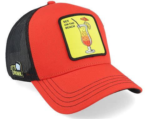 Cocktails Sex On The Beach Black Red Trucker Capslab Hatstoreworld