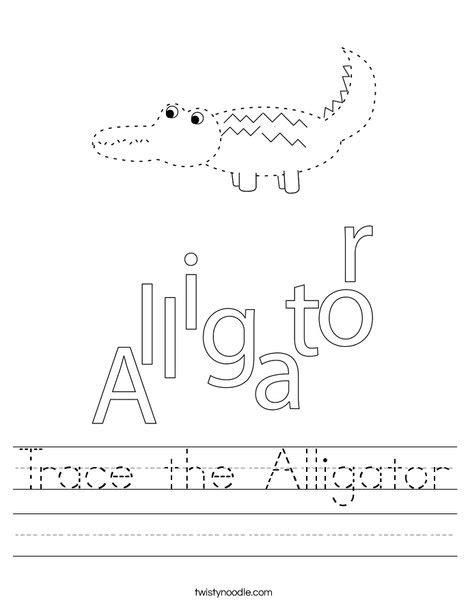 Trace The Alligator Worksheet Twisty Noodle