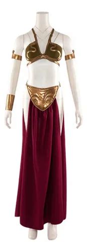 Disfraz De Esclava De Princesa Leia Conjunto De Bikini Dorado Para Mujer Cosplay Fiesta De