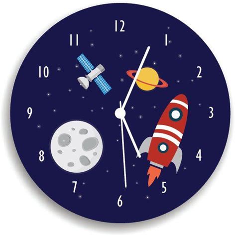 Kids Wall Clock Nursery Room Decor Space Boys Wall Clock Kids Wall