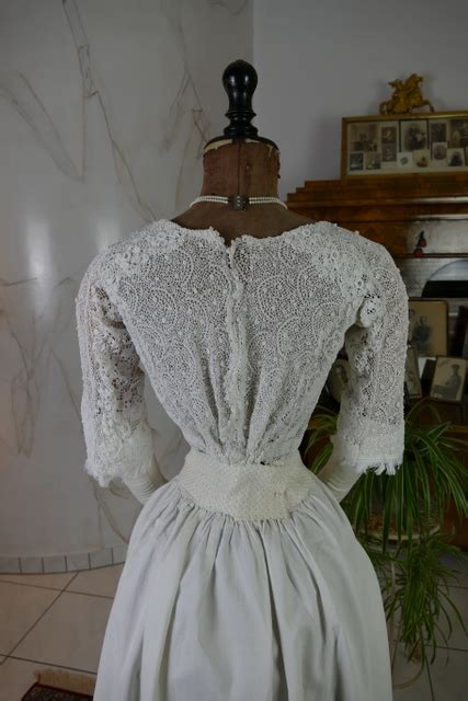 White Irish Crochet Blouse Ca Antique Gown