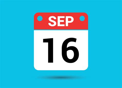 September 16 Calendar Date Flat Icon Day 16 Vector Illustration ...