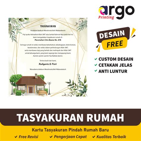 Jual Kartu Ucapan Tasyakuran Pindah Rumah Baru | Shopee Indonesia