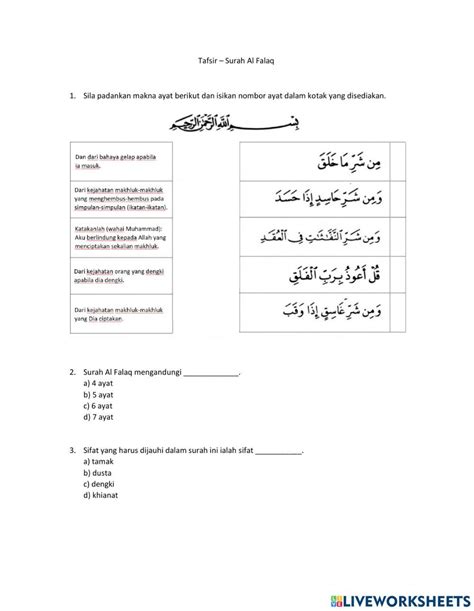 Surah Al Falaq 1930443 Noorsaiful Live Worksheets