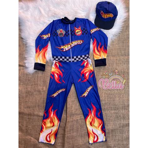 Fantasia Roupa Infantil Hot Wheels Bon Carros Piloto Shopee Brasil