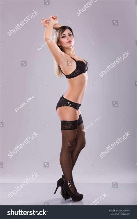 Shot Sexy Woman Black Lingerie Stockings Stock Photo Shutterstock