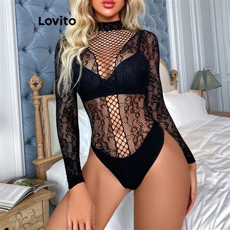 Lovito Lingerie Sexy De Renda Lisa Sexy Para Mulheres Lnl Shopee Brasil