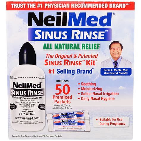 NeilMed The Original Patented Sinus Rinse Kit 50 Premixed Packets 1 Kit