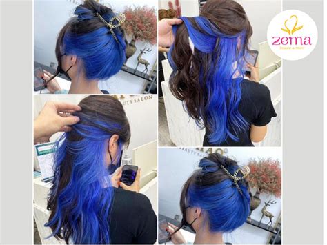 Những kiểu tóc highlight xanh dương hot trend nhất năm 2022 zemahair