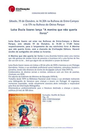 Pr luisa ducla soares lança livro sábado 19 de outubro PDF