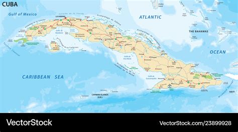 Cuba Road And National Park Map Royalty Free Vector Image