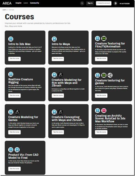 3ds Max And Maya Courses On Area Revit News