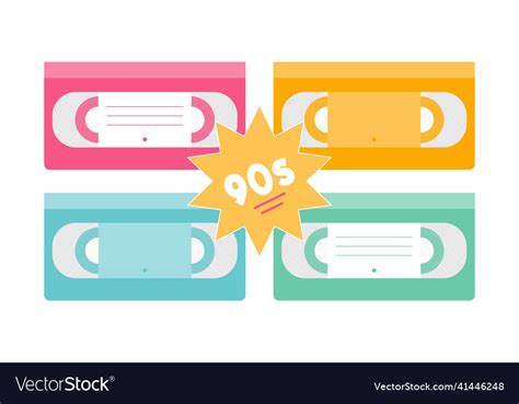 Colorful cartoon vhs video tapes in 80s 90s style Vector Image