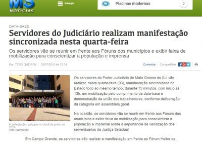 SINDIJUS MS na mídia Servidores do Poder Judiciário fazem manifestação