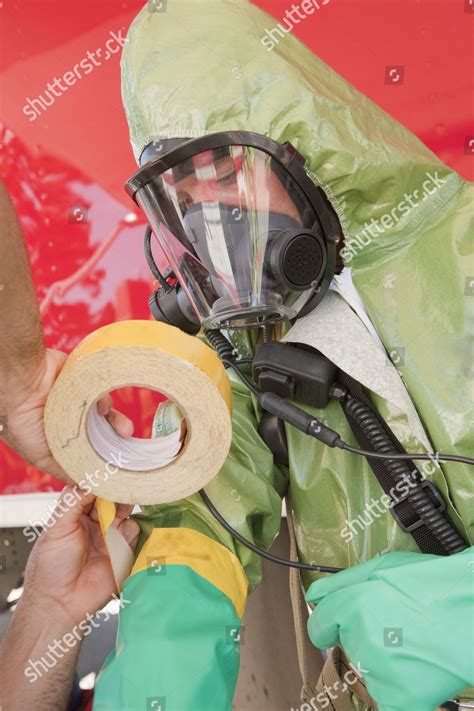 Model Released Hazmat Firefighter Assisting His Editorial Stock Photo