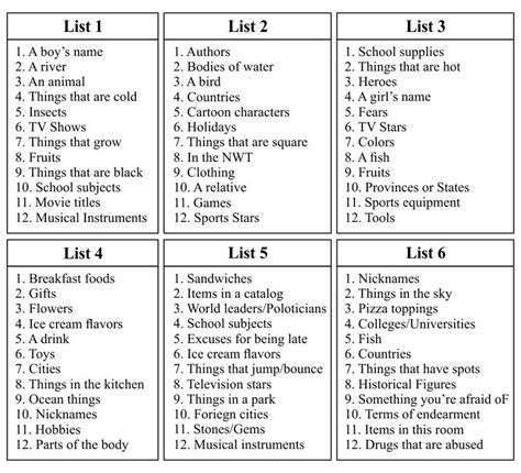 10 Best Printable Scattergories Categories List PDF