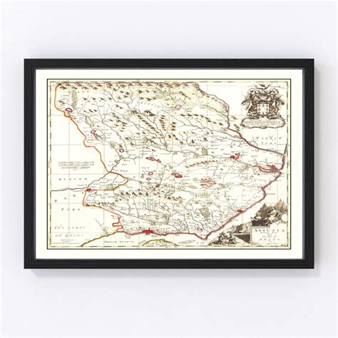Angus Map 1665 Old Map Of Angus Scotland Art Vintage Print Framed Wall