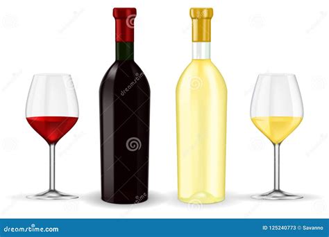 Bottiglie Di Vino Rosso E Bianco Con I Vetri Illustrazione Vettoriale