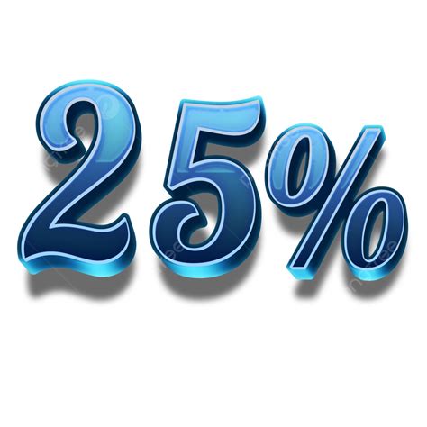 Number 3d Icon Blue Glossy 25 Percent Vector, Number 3d Icon, 3d Icon ...