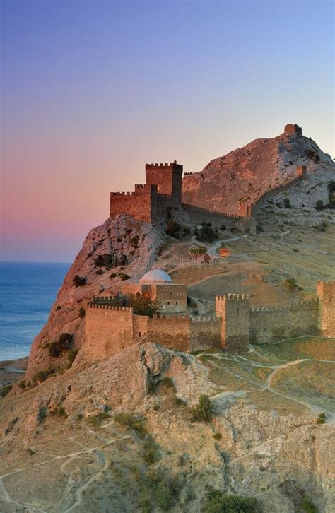 genoese fortress stock photo image  antiquity stone