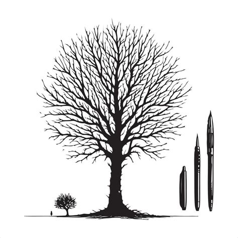 Hand Drawn Naked Tree Silhouette On White Background Vector Art At Vecteezy