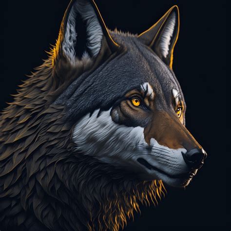 Premium AI Image | A painting of a wolf with yellow eyes and a black ...