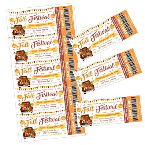 Editable Fall Festival Invite Ticket Template Autumn Festival Party