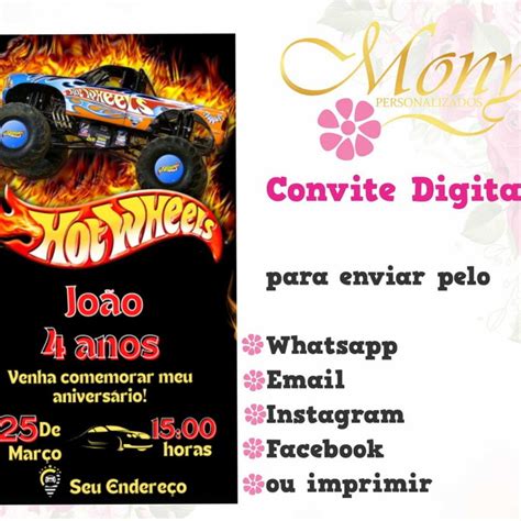 Convite Digital Hot Wheels Elo7 Produtos Especiais