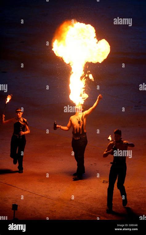 Sydney 2000 Olympics - Opening Ceremony. Fire breathers blow fire ...