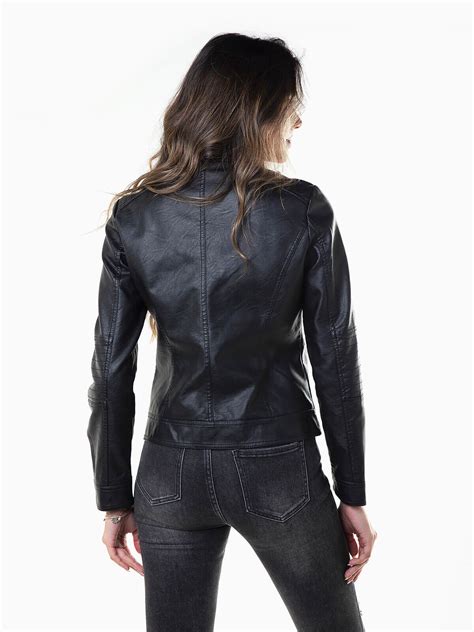 Blus O Biker Preto Efeito Pele