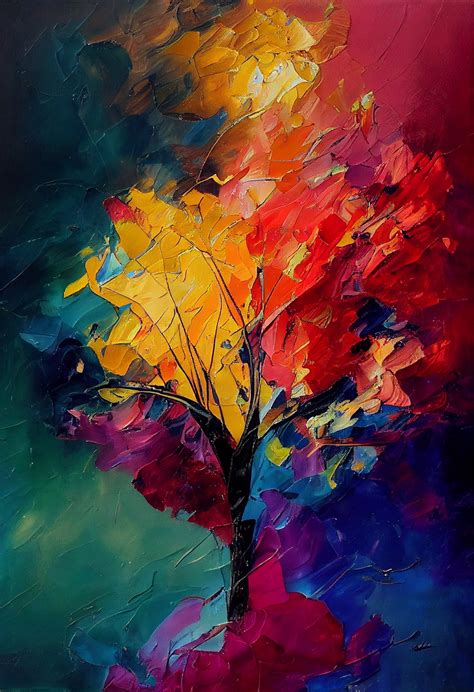 Abstract Art Tree Nature Digital Print Vibrant Vivid Aura Cool 3D Retro ...