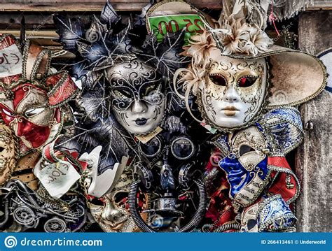 Venetian Carnival Mask On Black Background Digital Photo Pictur Stock