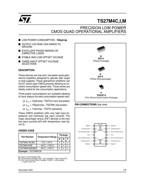 Ts M Bi Datasheet Pdf Precision Low Power Cmos Quad Operational