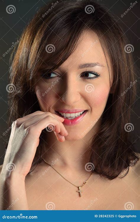 Beautiful Brunette Woman With A Flirtatious Smile Stock Image Image Of Woman Sexual 28242325