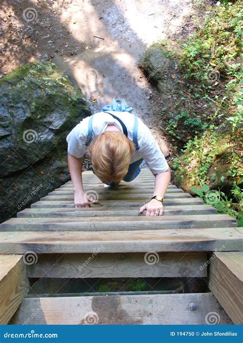 stock photo image  climb riverbed descending