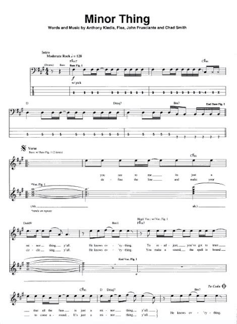 Red Hot Chili Peppers Minor Thing Partituras Para Bajo