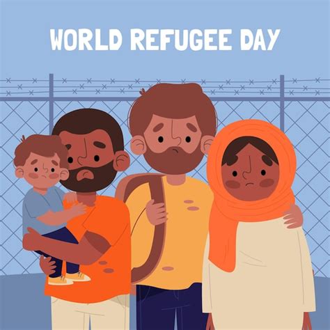 World Refugee Day Draw Style Free Vector